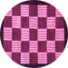 Round Machine Washable Checkered Pink Modern Rug, wshabs1576pnk
