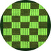 Round Machine Washable Checkered Green Modern Area Rugs, wshabs1576grn