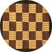 Round Checkered Brown Modern Rug, abs1576brn