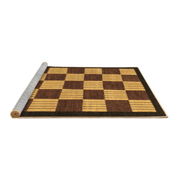 Sideview of Machine Washable Checkered Brown Modern Rug, wshabs1576brn