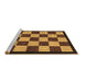 Sideview of Machine Washable Checkered Brown Modern Rug, wshabs1576brn