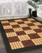 Abstract Bakers Brown Checkered Rug in Family Room, abs1576