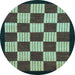 Round Machine Washable Checkered Light Blue Modern Rug, wshabs1576lblu