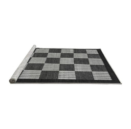 Sideview of Machine Washable Checkered Gray Modern Rug, wshabs1576gry
