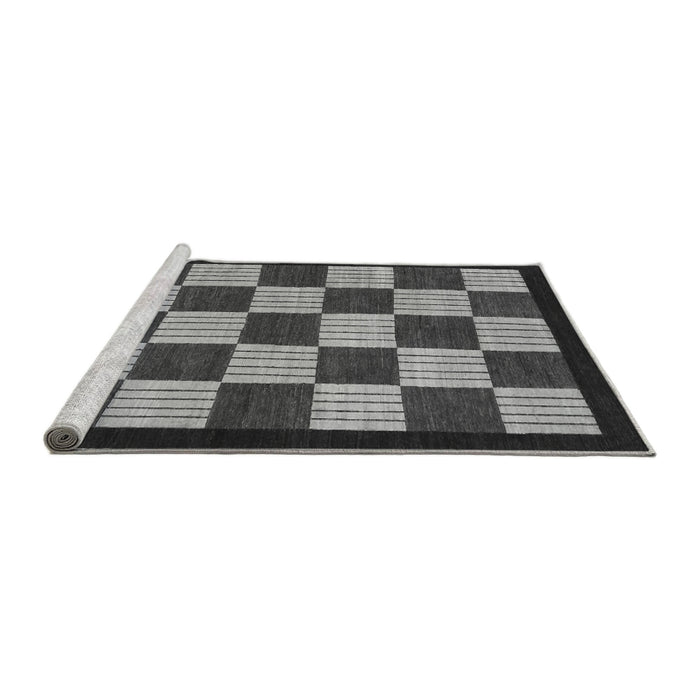 Sideview of Machine Washable Checkered Gray Modern Rug, wshabs1576gry