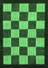 Machine Washable Checkered Emerald Green Modern Area Rugs, wshabs1576emgrn