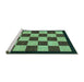 Sideview of Machine Washable Checkered Turquoise Modern Area Rugs, wshabs1576turq