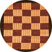 Round Machine Washable Checkered Orange Modern Area Rugs, wshabs1576org
