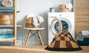 Machine Washable Abstract Bakers Brown Rug in a Washing Machine, wshabs1576