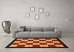 Machine Washable Checkered Orange Modern Area Rugs in a Living Room, wshabs1576org