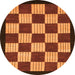 Round Checkered Orange Modern Rug, abs1576org