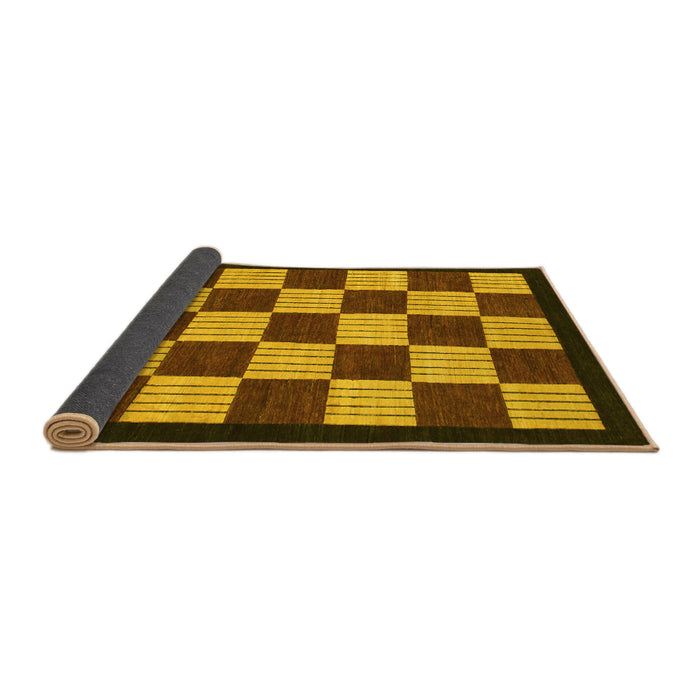 Sideview of Checkered Yellow Modern Rug, abs1576yw