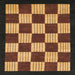 Square Abstract Bakers Brown Checkered Rug, abs1576