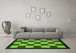 Machine Washable Checkered Green Modern Area Rugs in a Living Room,, wshabs1576grn