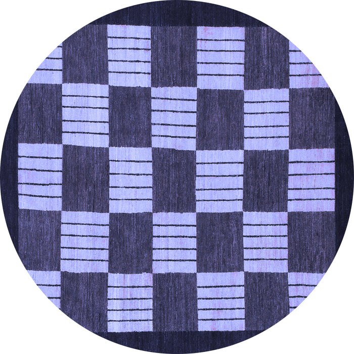 Round Machine Washable Checkered Blue Modern Rug, wshabs1576blu