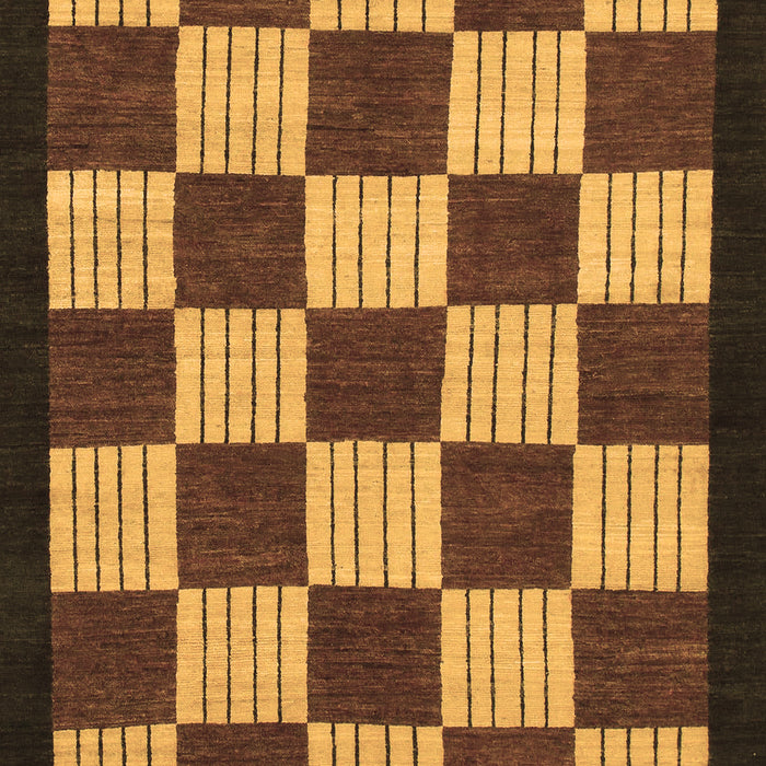 Machine Washable Checkered Brown Modern Rug, wshabs1576brn