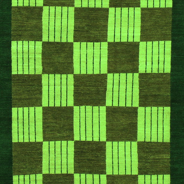Machine Washable Checkered Green Modern Area Rugs, wshabs1576grn