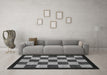 Machine Washable Checkered Gray Modern Rug in a Living Room,, wshabs1576gry