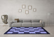 Machine Washable Checkered Blue Modern Rug in a Living Room, wshabs1576blu