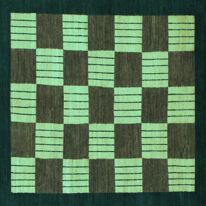 Square Checkered Turquoise Modern Rug, abs1576turq