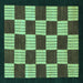 Square Checkered Turquoise Modern Rug, abs1576turq