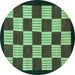 Round Checkered Turquoise Modern Rug, abs1576turq