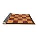 Sideview of Checkered Orange Modern Rug, abs1576org