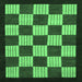 Square Machine Washable Checkered Emerald Green Modern Area Rugs, wshabs1576emgrn