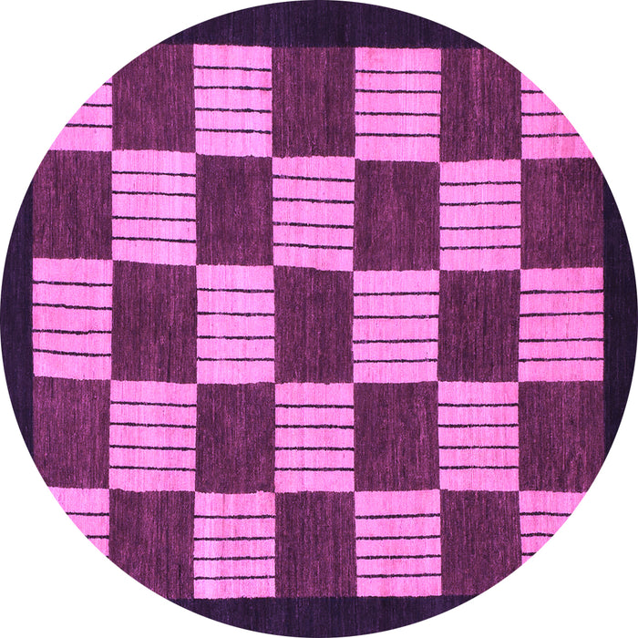 Round Machine Washable Checkered Purple Modern Area Rugs, wshabs1576pur