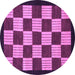 Round Machine Washable Checkered Purple Modern Area Rugs, wshabs1576pur