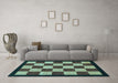 Machine Washable Checkered Light Blue Modern Rug in a Living Room, wshabs1576lblu