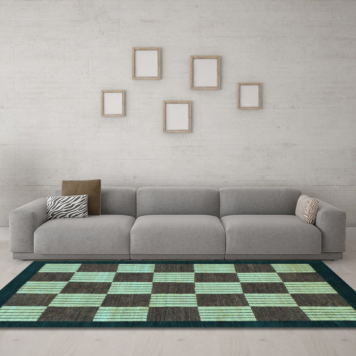 Machine Washable Checkered Light Blue Modern Rug in a Living Room, wshabs1576lblu
