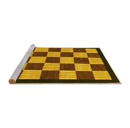 Sideview of Machine Washable Checkered Yellow Modern Rug, wshabs1576yw