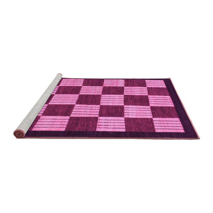 Sideview of Machine Washable Checkered Pink Modern Rug, wshabs1576pnk