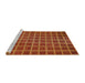 Sideview of Machine Washable Abstract Red Rug, wshabs1577