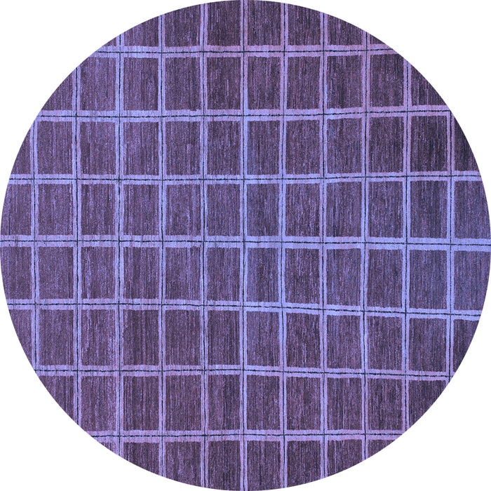 Round Machine Washable Checkered Blue Modern Rug, wshabs1577blu