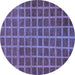 Round Checkered Blue Modern Rug, abs1577blu