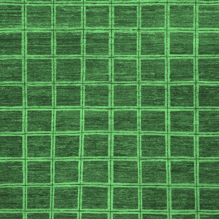Machine Washable Checkered Emerald Green Modern Area Rugs, wshabs1577emgrn