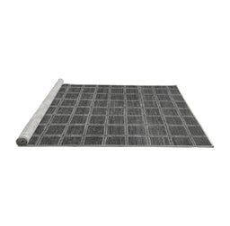 Sideview of Machine Washable Checkered Gray Modern Rug, wshabs1577gry