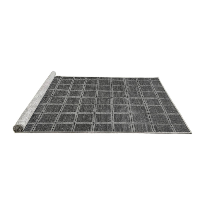 Sideview of Machine Washable Checkered Gray Modern Rug, wshabs1577gry