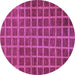 Round Machine Washable Checkered Purple Modern Area Rugs, wshabs1577pur