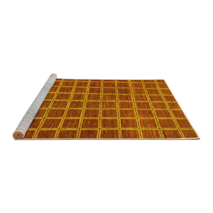 Sideview of Machine Washable Checkered Yellow Modern Rug, wshabs1577yw
