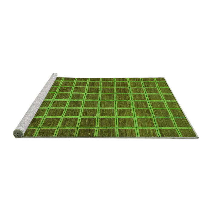 Sideview of Machine Washable Checkered Green Modern Area Rugs, wshabs1577grn