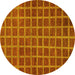 Round Machine Washable Checkered Yellow Modern Rug, wshabs1577yw