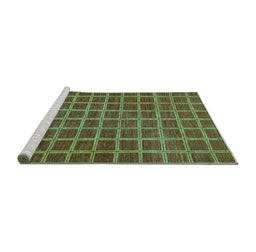 Sideview of Machine Washable Checkered Turquoise Modern Area Rugs, wshabs1577turq