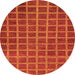 Round Machine Washable Checkered Orange Modern Area Rugs, wshabs1577org