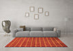 Machine Washable Checkered Orange Modern Area Rugs in a Living Room, wshabs1577org