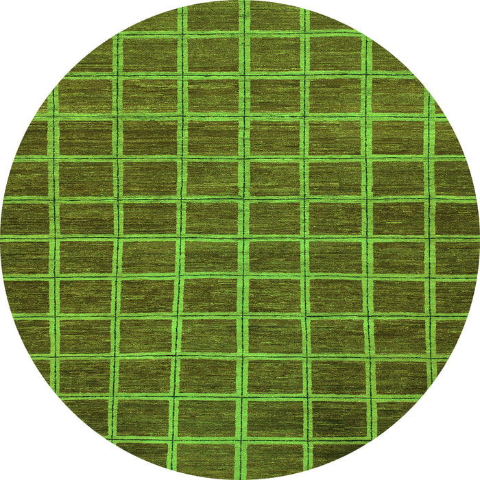 Round Checkered Green Modern Rug, abs1577grn