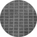 Round Machine Washable Checkered Gray Modern Rug, wshabs1577gry