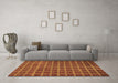 Machine Washable Checkered Brown Modern Rug in a Living Room,, wshabs1577brn